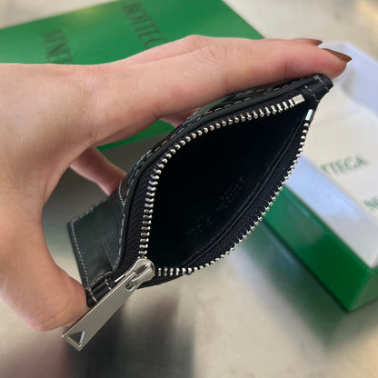 ÉTUI À CARTES ZIPPÉ 11 EN CUIR DE VEAU NOIR