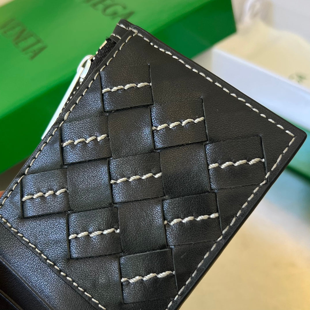 ÉTUI À CARTES ZIPPÉ 11 EN CUIR DE VEAU NOIR