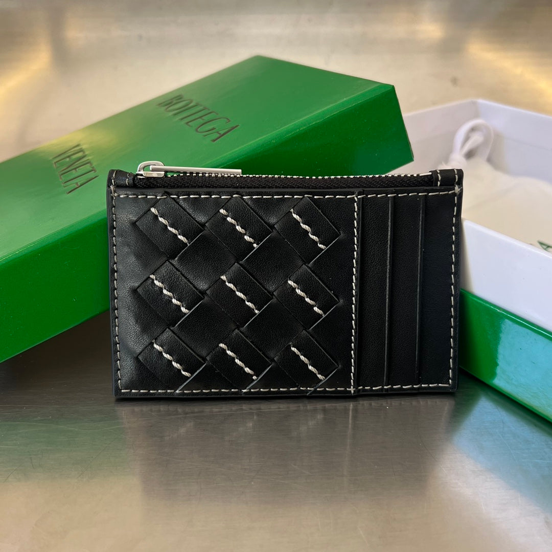ÉTUI À CARTES ZIPPÉ 11 EN CUIR DE VEAU NOIR
