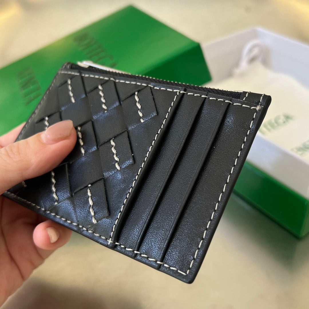 ÉTUI À CARTES ZIPPÉ 11 EN CUIR DE VEAU NOIR