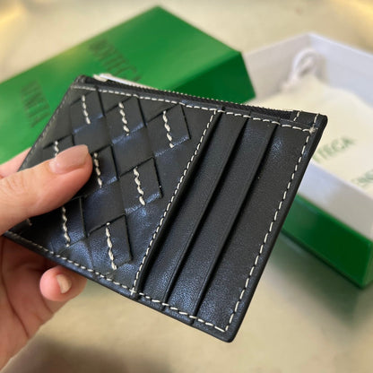 ÉTUI À CARTES ZIPPÉ 11 EN CUIR DE VEAU NOIR