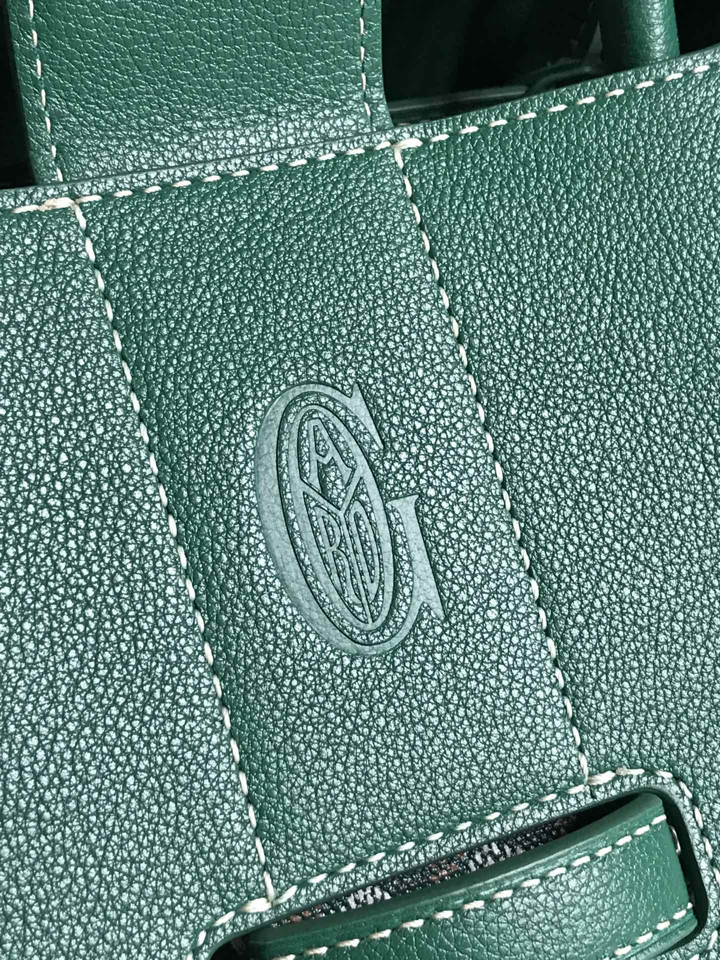 SAC SAIGON SOUPLE 34 EN TOILE GOYARDINE VERTE ET CUIR DE VEAU