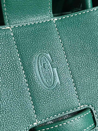 SAC SAIGON SOUPLE 34 EN TOILE GOYARDINE VERTE ET CUIR DE VEAU