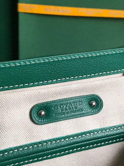 SAC SAIGON SOUPLE 34 EN TOILE GOYARDINE VERTE ET CUIR DE VEAU