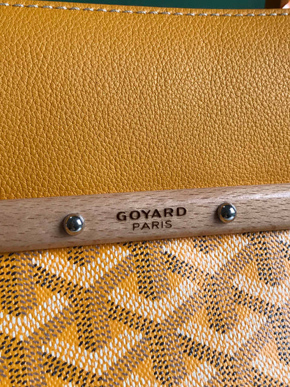 SAC SAIGON SOUPLE 34 EN TOILE GOYARDINE JAUNE ET CUIR DE VEAU
