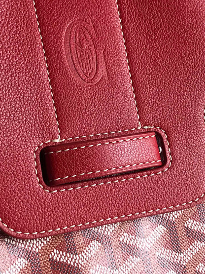 SAC SAIGON SOUPLE 34 EN TOILE GOYARDINE ROUGE PERSAN ET CUIR DE VEAU