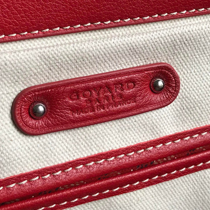 SAC SAIGON SOUPLE 34 EN TOILE GOYARDINE ROUGE PERSAN ET CUIR DE VEAU
