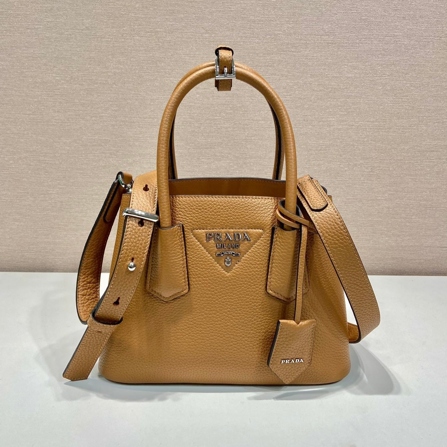 SAC CABAS 25 EN CUIR DE CERF BRUN GINGEMBRE