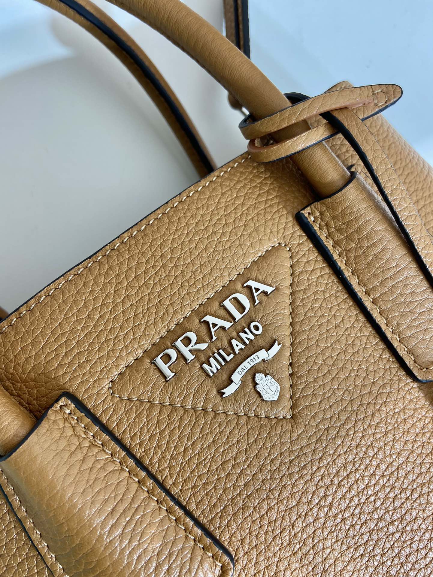 SAC CABAS 25 EN CUIR DE CERF BRUN GINGEMBRE