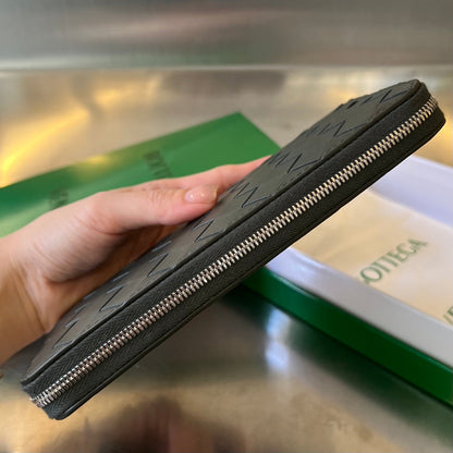 PORTEFEUILLE INTRECCIATO 19 EN CUIR DE VEAU NOIR