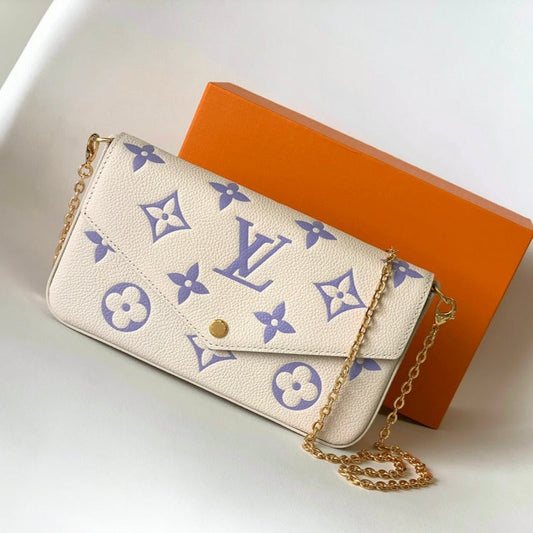 POCHETTE FELICIE 21 POCHETTE TOILE MONOGRAMME VIOLET BLANC 