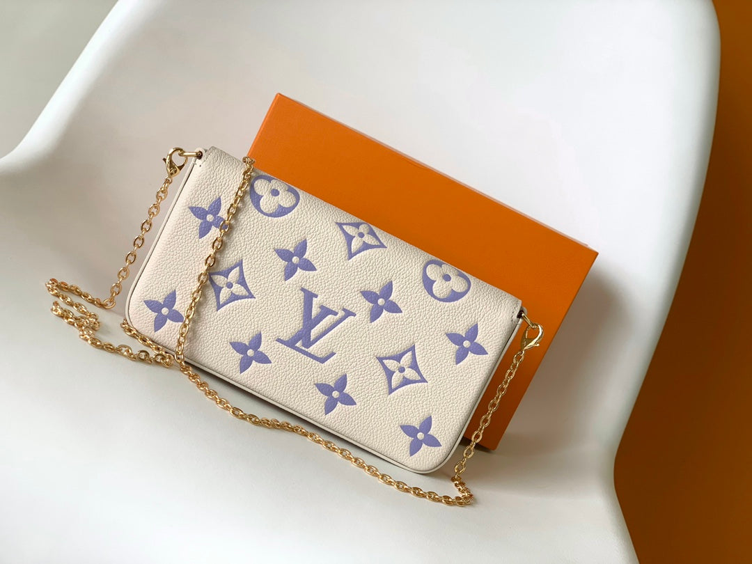 POCHETTE FELICIE 21 POCHETTE TOILE MONOGRAMME VIOLET BLANC 