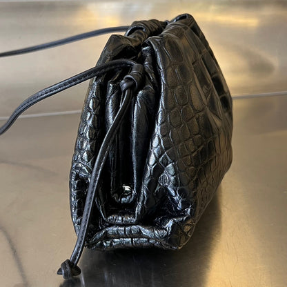 ミニポーチ 22cm ブラックカーフスキン
