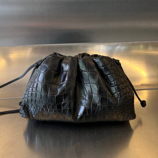 ミニポーチ 22cm ブラックカーフスキン