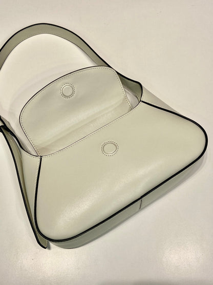 SAC À RABAT 25 EN CUIR DE VEAU LISSE BLANC LOGO TRIANGLE