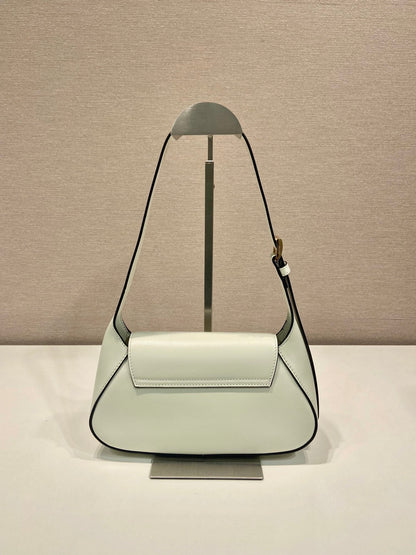 SAC À RABAT 25 EN CUIR DE VEAU LISSE BLANC LOGO TRIANGLE