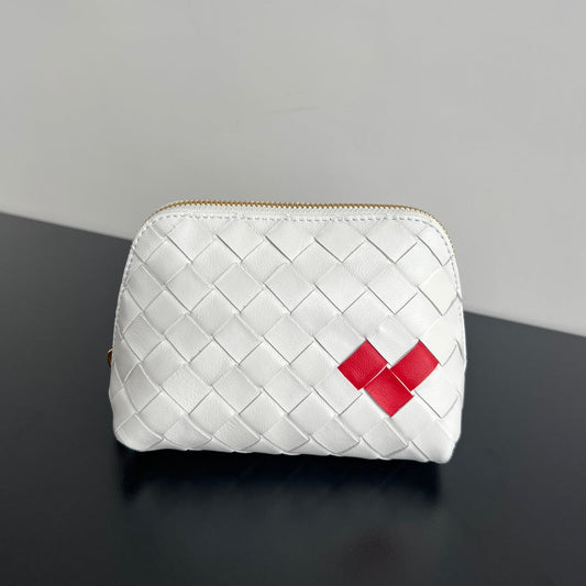 SAC INTRECCIATO 16 EN CUIR D'AGNEAU BLANC ET ROUGE