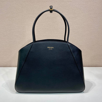 SAC CABAS ÉLÉGANT 40 EN CUIR DE VEAU LISSE NOIR