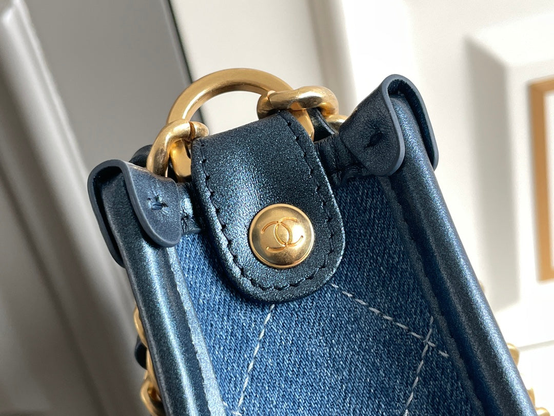 cc 24s 20cm ホーボーバッグ ブルーデニム ゴールド金具