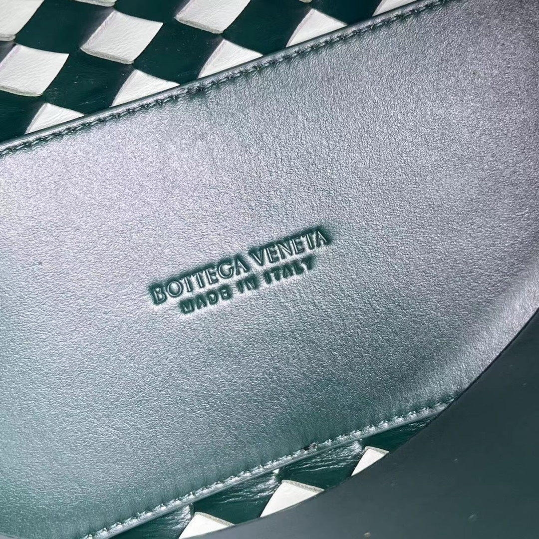 bv small andiamo 25 blanc vert foncé en cuir d'agneau