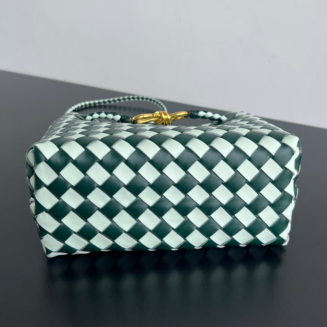 bv small andiamo 25 blanc vert foncé en cuir d'agneau