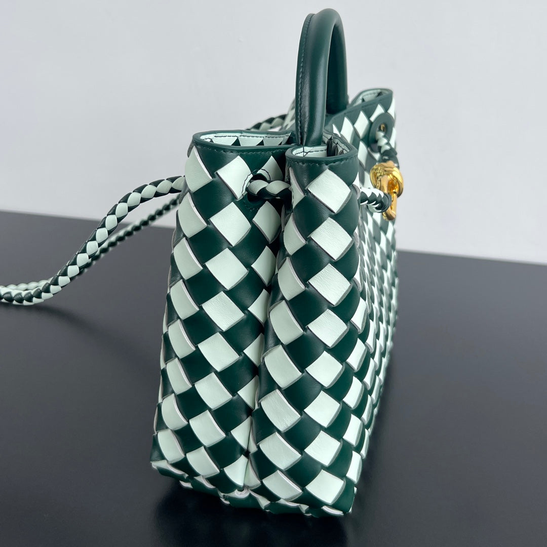 bv small andiamo 25 blanc vert foncé en cuir d'agneau