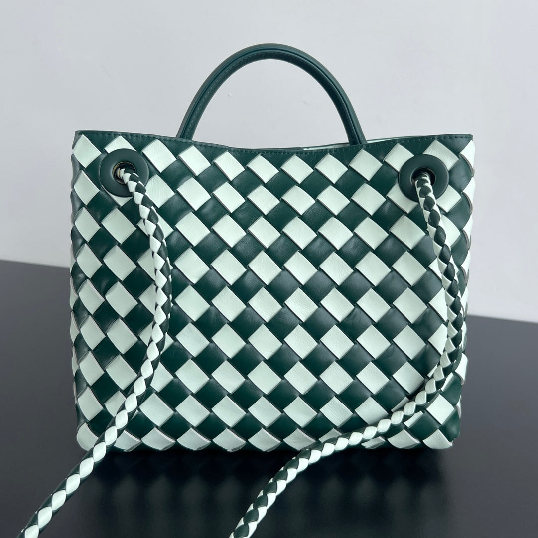 bv small andiamo 25 blanc vert foncé en cuir d'agneau