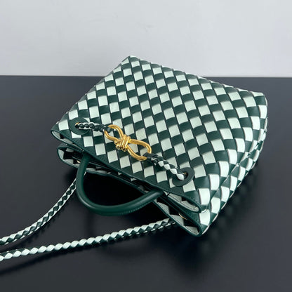bv small andiamo 25 blanc vert foncé en cuir d'agneau