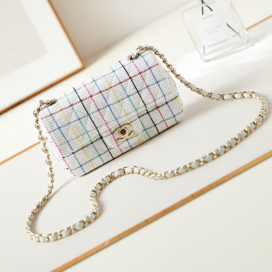 Mini classique 24p 20 cm tweed blanc matériel doré