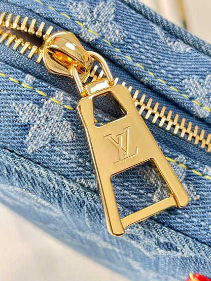 CROISSANT 25 EN DENIM MONOGRAMME BLEU