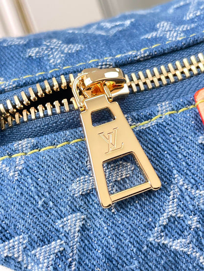 POCHETTE HILLS 18 EN DENIM MONOGRAMME BLEU