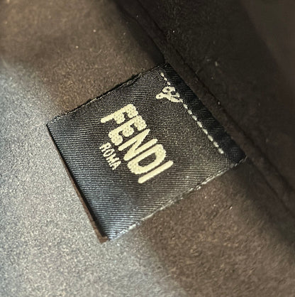 FENDI ORIGAMI MINI 19 EN DENIM MONOGRAMME BLEU VRAI AVEC BANDOULIÈRE EN CUIR DE VEAU
