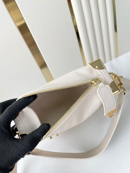 Coffre latéral Mini 18 en cuir de veau blanc et quincaillerie dorée