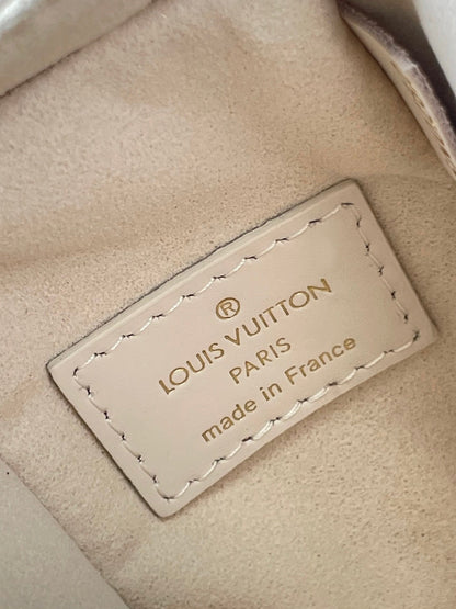 Coffre latéral Mini 18 en cuir de veau blanc et quincaillerie dorée