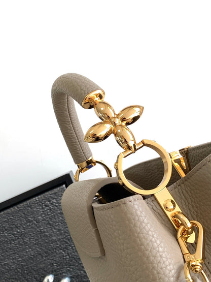 CAPUCINES BB 27 EN TAURILLON MARRON KAKI QUINCAILLERIE OR