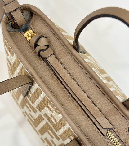 MINI SAC ROULEAU 15 CACAHUETE MARRON MÉLANGÉ BLANC FF TISSU JACQUARD