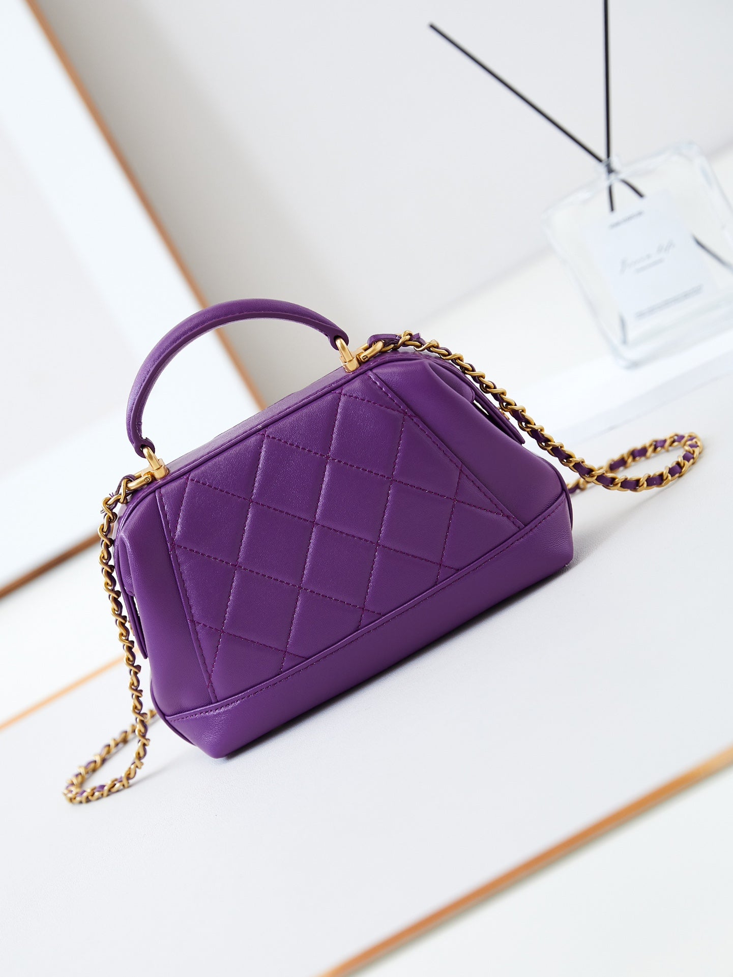 CC 24A トップハンドル 18cm パープルワックスレザー ゴールド金具 238467