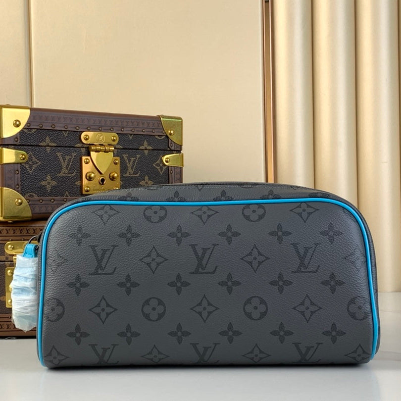 DOPP KIT 28インチ ガンメタルモノグラムエクリプスキャンバスとターコイズカーフスキントリム