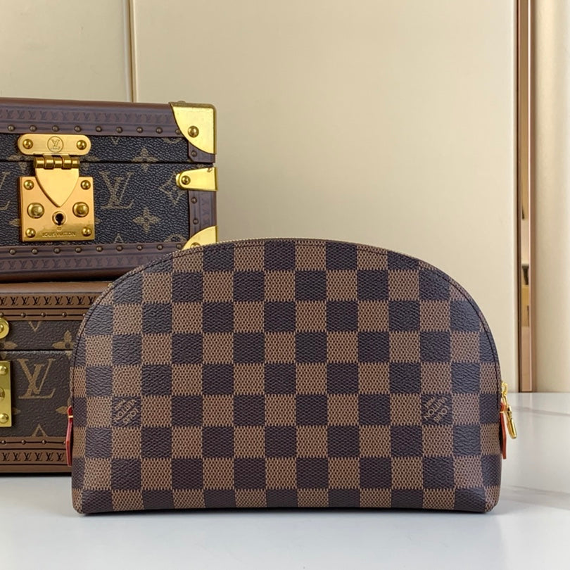 POCHETTE COSMETIQUE 22 EN TOILE DAMIER EBENE MARRON