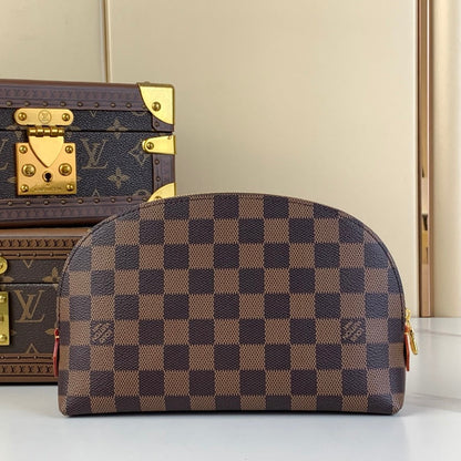 POCHETTE COSMETIQUE 22 EN TOILE DAMIER EBENE MARRON