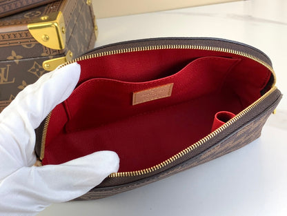 POCHETTE COSMETIQUE 22 EN TOILE DAMIER EBENE MARRON