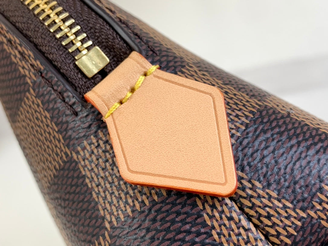 TROUSSE COSMETIQUE PM 19 EN TOILE DAMIER EBENE MARRON