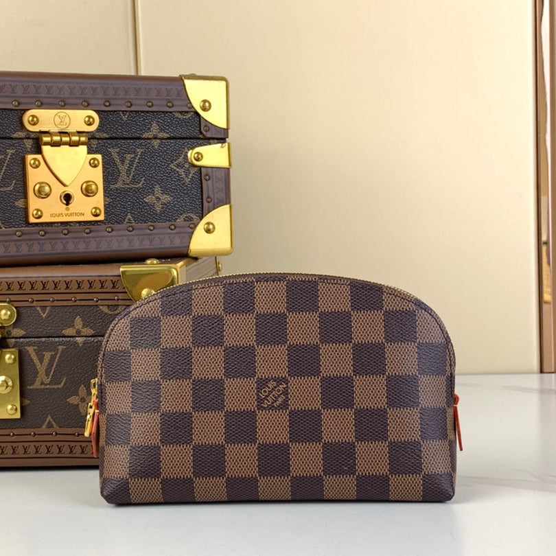 TROUSSE COSMETIQUE PM 19 EN TOILE DAMIER EBENE MARRON