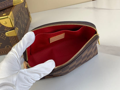 TROUSSE COSMETIQUE PM 19 EN TOILE DAMIER EBENE MARRON