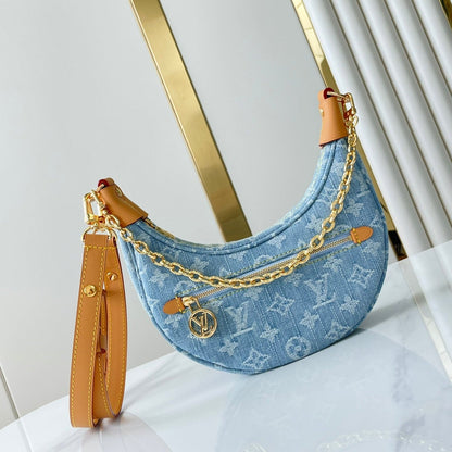 LOOP 29 EN DENIM MONOGRAMME BLEU QUINCAILLERIE DORÉ