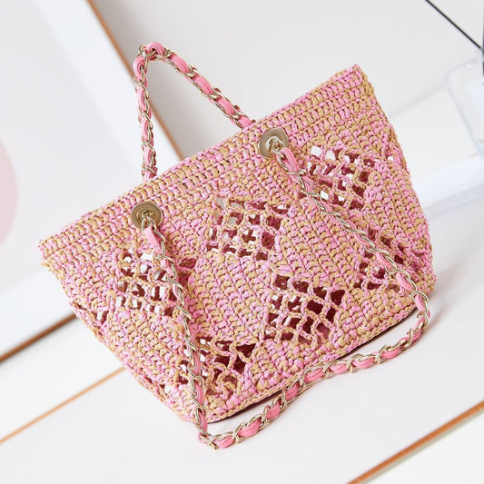sac de plage cc coco 32cm raphia rose