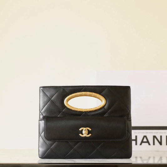 cc 24b embrayage 25cm cuir d'agneau noir