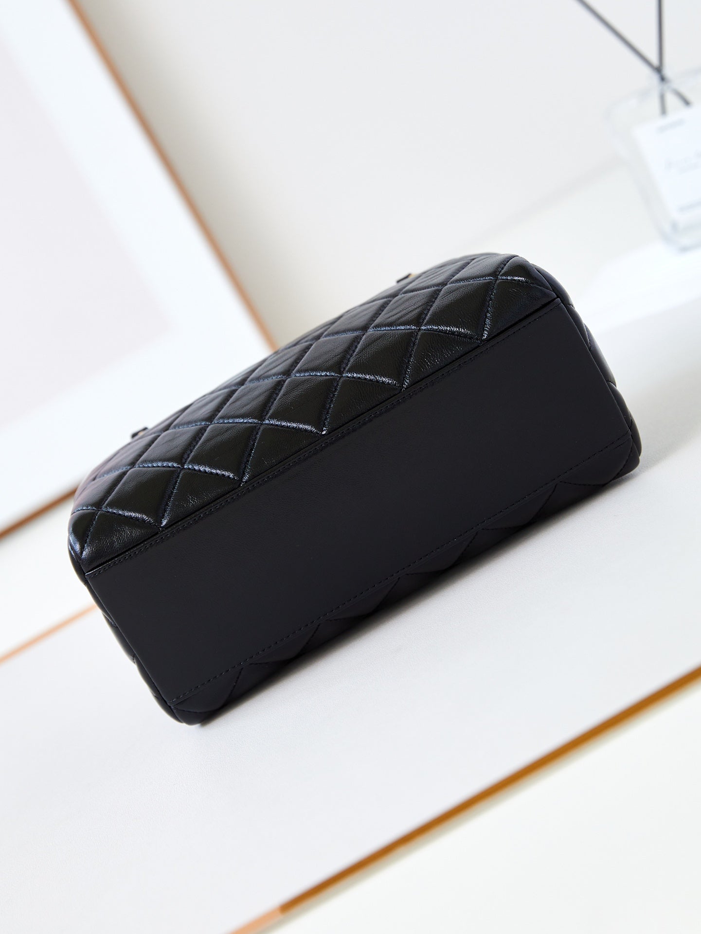 Sac bowling CC 24K 25 cm en cuir d'agneau ciré noir