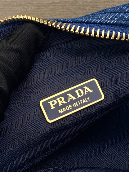 MINI SAC 14 EN DENIM BLEU AZUR QUINCAILLERIE DORÉ