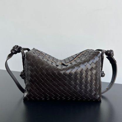 Sac week-end BV Loop 38 cm en cuir de veau chocolat